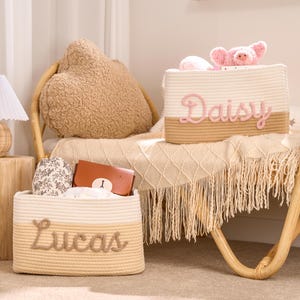 Personalisierter Korb · Baby-Geschenk · Personalisierter Babyparty-Geschenkkorb · Seil-Baumwollbaby-Geschenkkorb · Farbblockierte Körbe · Spielzeugkorb