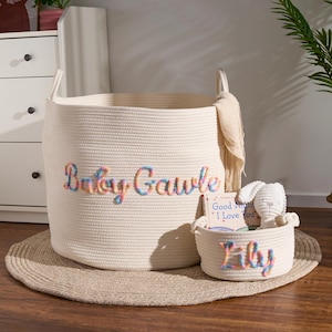 Personalisierte Aufbewahrungskörbe · Personalisierter Babyparty-Geschenkkorb · Seil-Baumwollbaby-Geschenkkorb · Spielzeugkorb · Schmutzige Wäschekörbe