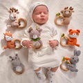 Personalized Toy Rattle · Baby gift · Animal Crochet Baby Rattle · Wooden rattle · Teether bites wood · Soothing rattle · Baby shower product logo