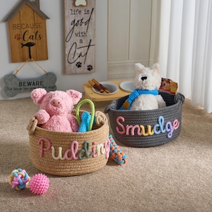Personalisierter Haustierkorb · Seil-Baumwollkorb · Haustiername-Geschenk · Katzenkorb-Geschenk · Hundekorb-Geschenk