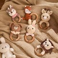 Personalized Toy Rattle · Baby gift · Animal Crochet Baby Rattle · Wooden rattle · Teether bites wood · Soothing rattle · Baby shower product logo