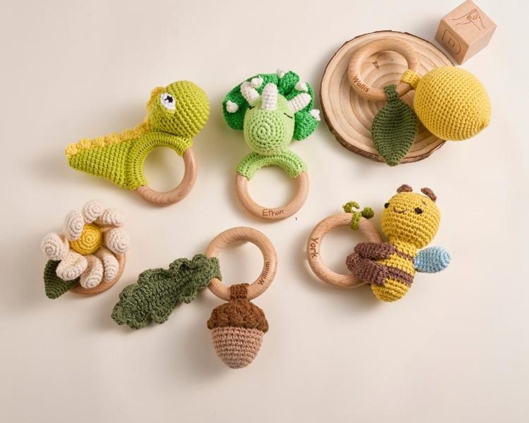 Cute Rattles Personalized Toy Rattle · Baby Gift · Animal Crochet Baby Rattle ...
