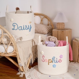Personalisierter Korb · Baby-Geschenk · Personalisierter Babyparty-Geschenkkorb · Seil-Baumwollbaby-Geschenkkorb · Aufbewahrungskörbe · Spielzeugkorb