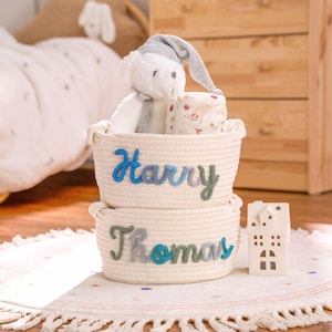 Personalisierter Korb · Baby-Geschenk · Personalisierter Babyparty-Geschenkkorb · Seil-Baumwollbaby-Geschenkkorb · Aufbewahrungskörbe · Spielzeugkorb