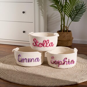 Personalisierter Korb • Personalisierter Muttertagsgeschenk-Korb • Seil-Baumwollkorb Muttertagsgeschenk-Geschenk • Aufbewahrungskörbe
