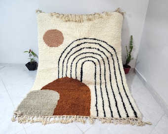 Handmade Berber Wool Rug: Modern Geometric Design, Moroccan Decor