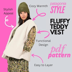 Teddy Vest Pattern | Sewing Patterns | Women Pattern | Jacket Pattern | Winter Pattern | Vest Pattern | Jacket Vest Sewing Pattern for Women