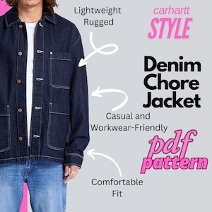 Denim Chore Jacket Pattern | Sewing Pattern | Denim Pattern | Urban Style Pattern | Coat Pattern | Oversized Chore Coat | Men&#39;s Jacket