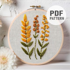 Plantas Padrão de Bordado Flores Silvestres Bordado Flores Bordado PDF Download Instantâneo