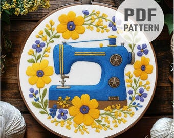 Floral Nähmaschine Stickmuster Blumenkranz Stickerei Blumen Nähmaschine Stickerei Nähen Zimmer Dekor PDF Instant Download