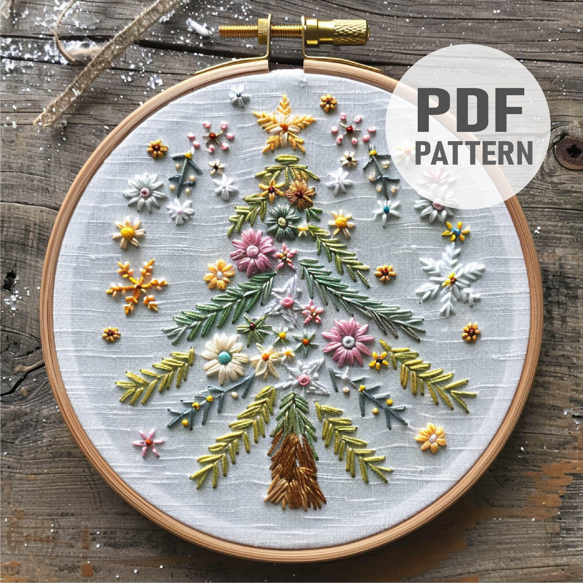 Christmas Tree Embroidery Pattern Christmas Floral Embroidery ...