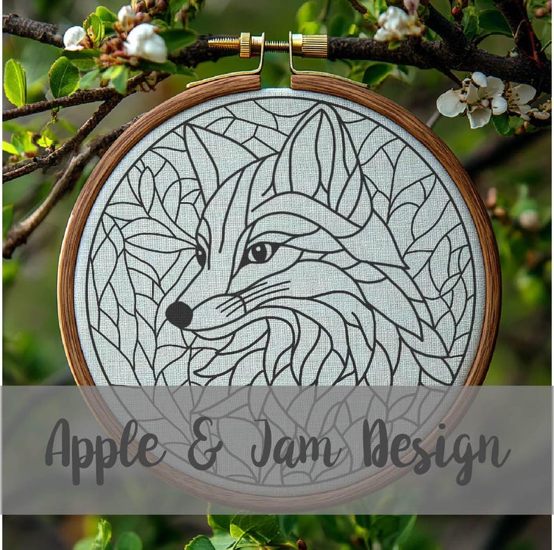 Fox Embroidery Pattern Woodland Fox Embroidery Geometry Fox Embroidery ...