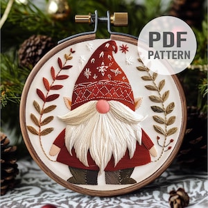 Christmas Gnome Embroidery Pattern Christmas Embroidery Cute Gnome Embroidery PDF Instant Download