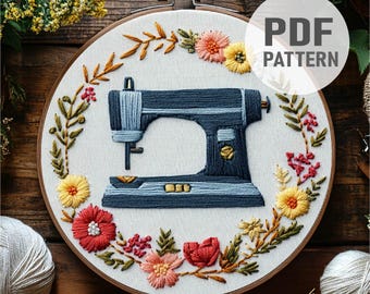 Nähmaschine Stickerei Muster Blumenkranz Stickerei Blume Nähmaschine Stickerei Nähen Zimmer Dekor PDF Instant Download