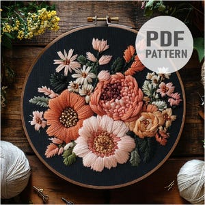 Modello di ricamo floreale Ricamo di fiori di campo Ricamo di fiori di campo PDF Download immediato