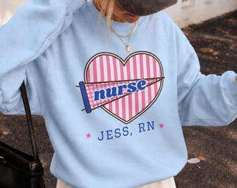 Personalized RN Shirt, Custom Name Nurse Sweatshirt, Nursing Graduation Gift, New Nurse Gift