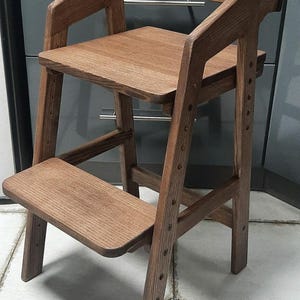 Wooden high chair for children | Baby Booster Seat | Adjustable Growth Chair | Natural Wood Growing Kids Chair | Convertible Learning Chair