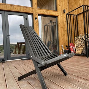Black Folding Wooden Deck Chair | Outdoor Lounge Chair | Folding Patio Seat | Foldable Outdoor Furniture | Outdoor Wood Lounge Kentucky