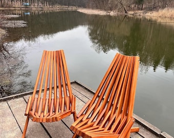 Rustikaler Kentucky Style Stuhl für Haus, Terrasse, Camping | Handgefertigter Klappstuhl aus Holz | Terrasse Sitzmöbel | Handgefertigter Holzstuhl