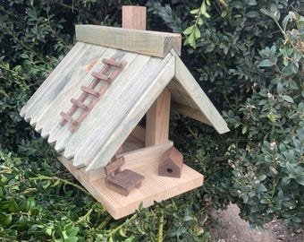 Open-Style Wood Bird Feeder for Small Birds | Open Wooden Bird Feeder | Traditional Wooden Open Bird Feeder | Handcrafted Bird Feeder