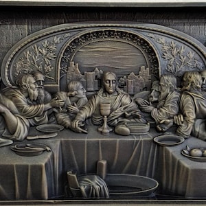 Hand-Carved Alder Wood Last Supper Relief - Christian Wall Art