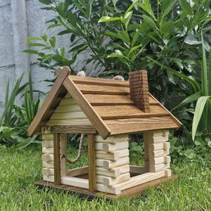 Comedero para pájaros con techo marrón / Comedero para pájaros de jardín / Comedero de madera para pájaros / Comedero de jardín para pájaros / Comedero de madera para pájaros