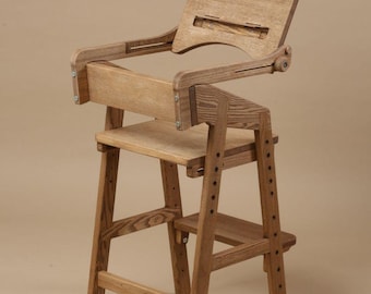 Natural Wood Feeding Chair | Handmade Adjustable Kids Chair | Wooden High Chair with Footrest | Handmade High Chair for Kids