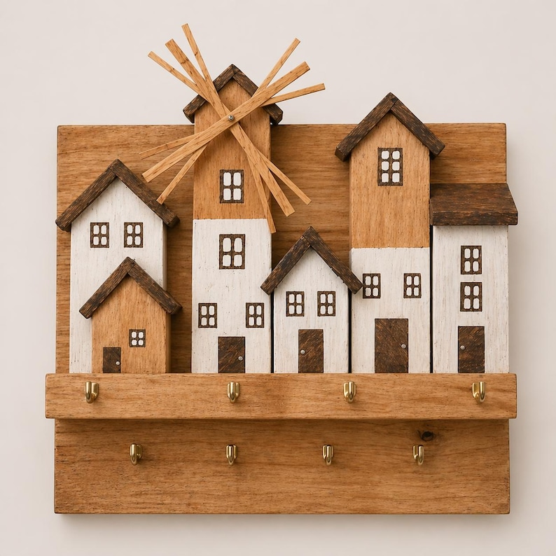 Wall Mounted House Key Rack | Key Holder Organizer | Decorative Wooden ...