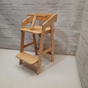 Verstelbaar houten babyzitje met veiligheid | Houten kinderstoel met begrenzer voor kinderen | Babyzitje met beugel | Milieuvriendelijke eetkamerstoel