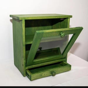 Handmade Green Wooden Bread Box: Rustic Farmhouse Kitchen Storage