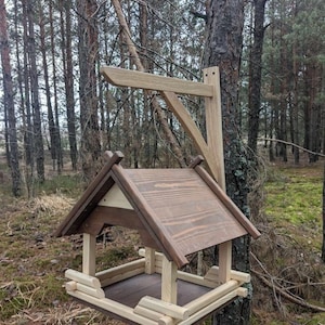 Outdoor Bird Feeder | Handmade Wooden Bird Feeder | Bird Feeder with Roof | Eco-Friendly Wooden Bird Feeder | Sustainable Garden Decor