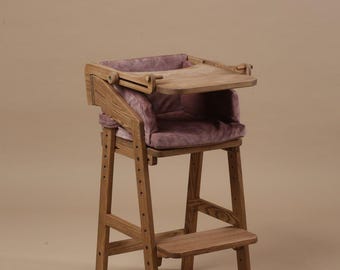 Wooden Toddler High Chair | Handmade Wooden High Chair for Kids | Kids Chair with Tray and Footrest | Adjustable Feeding Chair