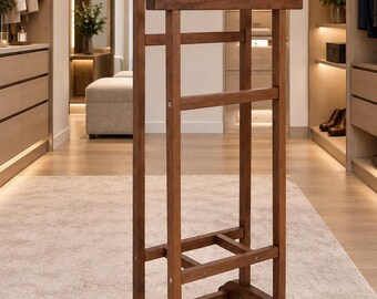 Perchero de madera natural para ropa / Perchero de madera para colgar ropa / Perchero independiente / Perchero de suelo / Perchero de madera