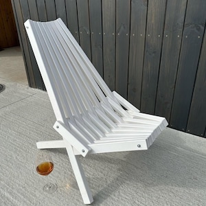 White Folding Wooden Deck Chair | Outdoor Lounge Chair | Folding Patio Seat | Foldable Outdoor Furniture | Outdoor Wood Lounge Kentucky