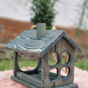 Thematic bird feeder in the shape of a house | Decorative Garden Birdhouse Feeder | Handmade Outdoor bird feeder | Hanging Bird Feeder