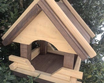 Comedero colgante de madera natural para pájaros / Comedero colgante de madera natural para pájaros / Comedero de madera de estilo orgánico / Comedero de madera Pure Nature para pájaros