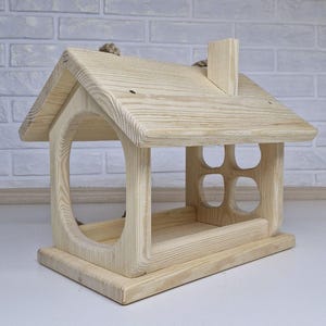 Open Wooden Bird Feeder | Natural Wood Outdoor Garden Feeder | Outdoor Hanging Feeder for Birds | Handmade Garden Feeder