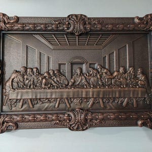 Hand-Carved Alder Wood Last Supper Relief - Christian Wall Art