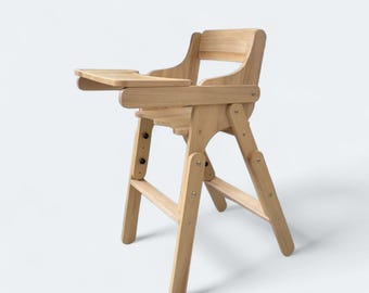 Adjustable Wooden High Chair: Maple Kids Growth Chair