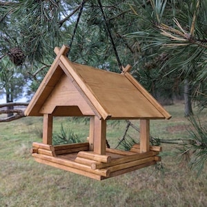 Bird Feeder 23*25*28 | Handmade Wooden Bird Feeder | Bird Feeder with Roof | Eco-Friendly Wooden Bird Feeder | Sustainable Garden Decor