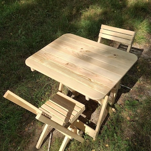 Compact Wooden Garden Set 1 Table + 2 Chairs | Small Outdoor Furniture Set | Balcony Set  1 Table + 2 Chairs | Compact Wooden Furniture