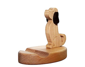 Wooden Dog Phone Stand | Handmade Desk Phone Holder | DogWood Phone Stand | Wooden Pup Phone Stand | Cute Wooden Dog Phone Holder Gift