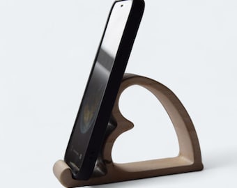 Wooden Heart Phone Holder | Modern Wooden Phone Stand | Desk Phone Holder | WoodHeart Stand | Heart Shaped Wooden Phone Stand for Desk