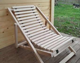 Wooden Folding Deck Chair | Outdoor Wooden Seat | Handmade Wooden Lounge Chair | Folding Patio Seat | Deck Chair |Garden & Balcony Lounger