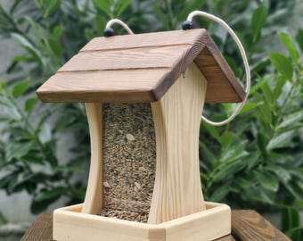 Handmade Wooden Mushroom Bird Feeder: Garden Decor