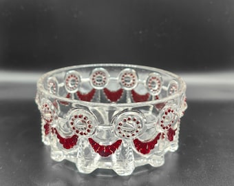 Vintage Glass Trinket Bowl with Gold Rim – Small Decorative Candy Dish – Vanity Jewellery Dish – Retro Home Decor
