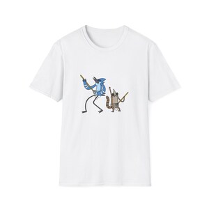 Regular Show Mordecia And Rigby t-shirt 3. Cartoon Character T-Shirt, Fun Graphic Tee, Unisex Softstyle Shirt, Casual Wear.