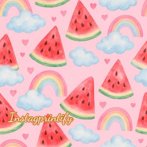 Wassermelone Regenbogen Wolke Musterdesign für Kinder Stoff Sublimation, niedlichen Sommer Digital Papier