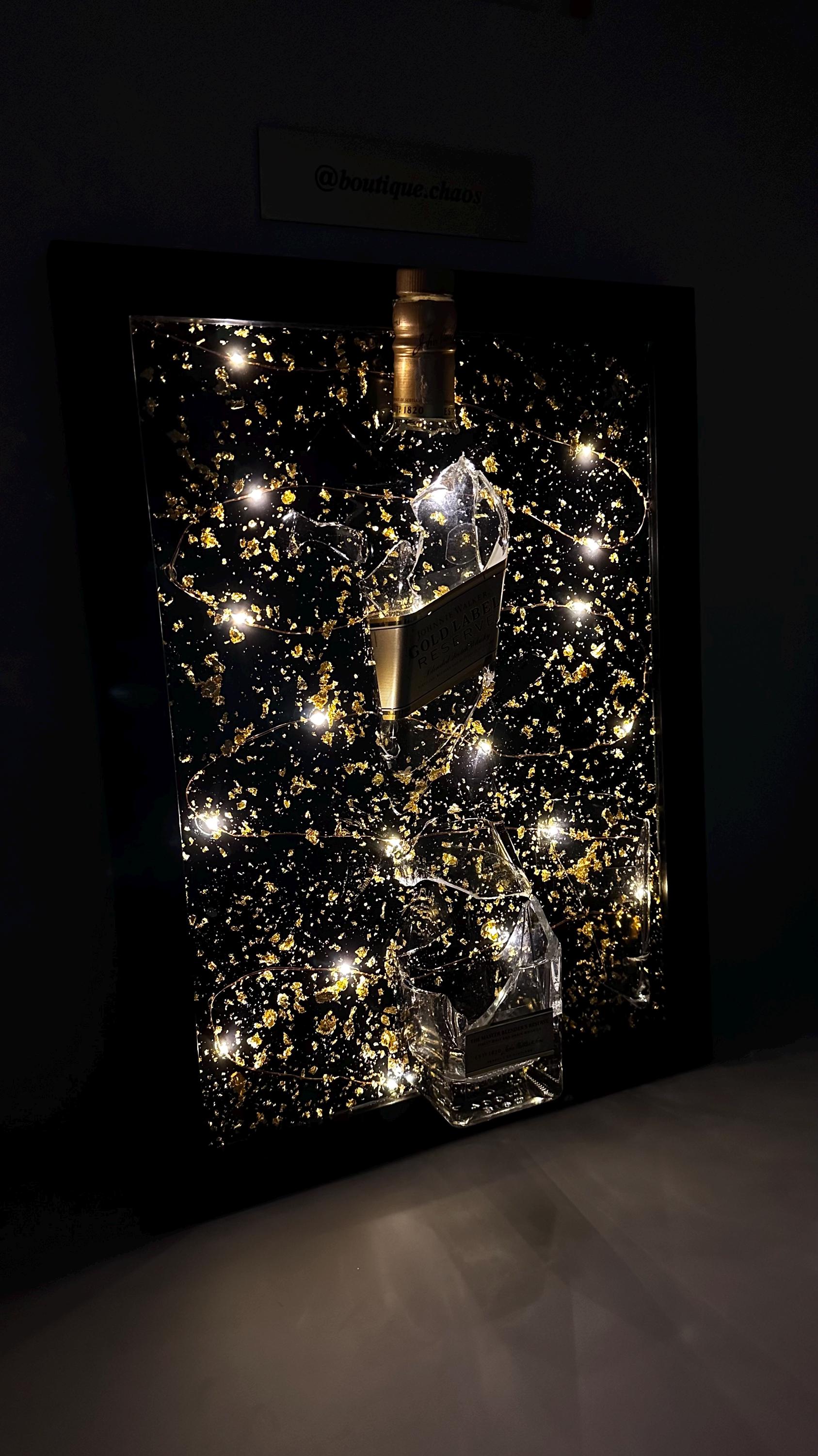 Illuminated Elegance: Johnnie Walker Gold Label Art Frame - Bottle