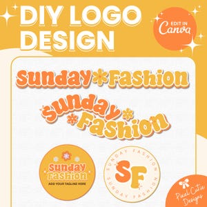 Logo Design in Bright Yellow, DIY Logo, Canva Logo, Editable and Customizable Logo